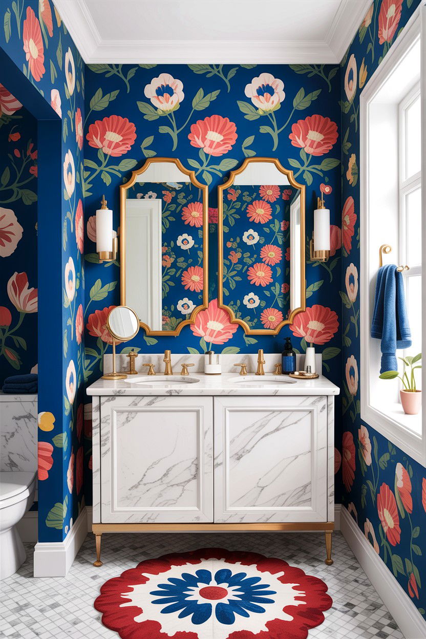 Cobalt Blue Wallpaper - 30 cobalt blue bathroom ideas