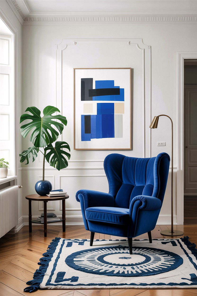Cobalt blue scandinavian living room - 30 scandinavian blue living room ideas