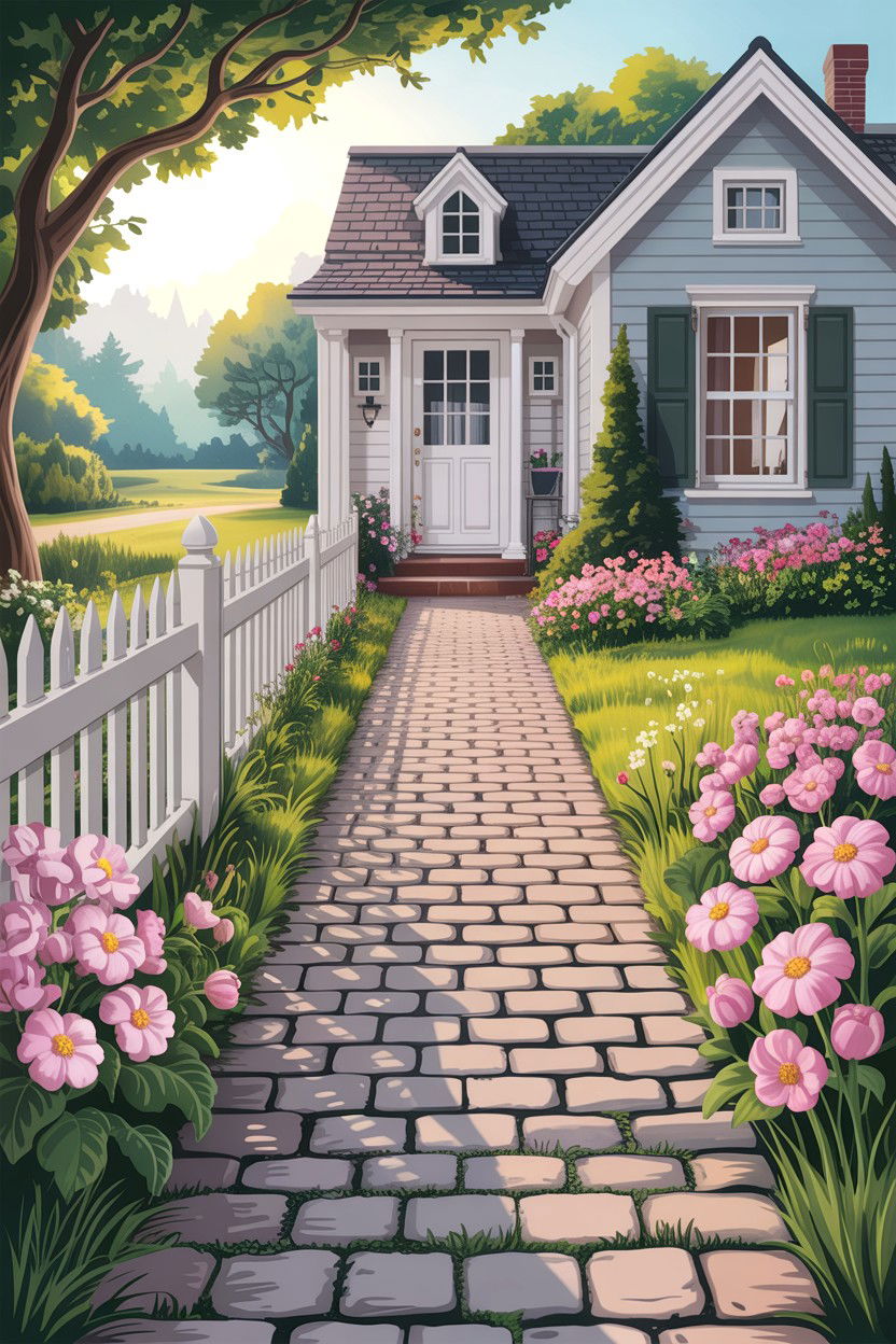 Cobblestone Walkway - 30 stone accent ideas