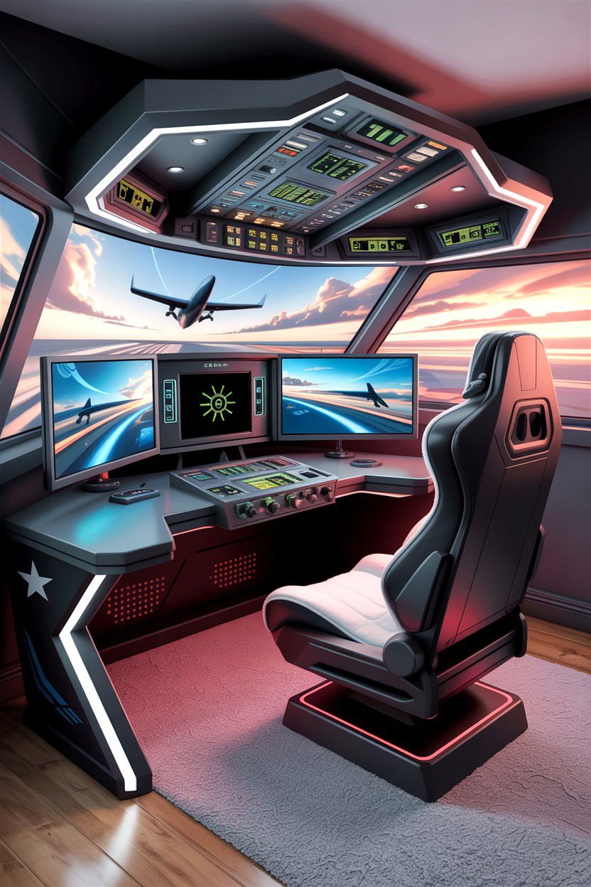 Cockpit Simulator Room - 30 airplane bedroom ideas