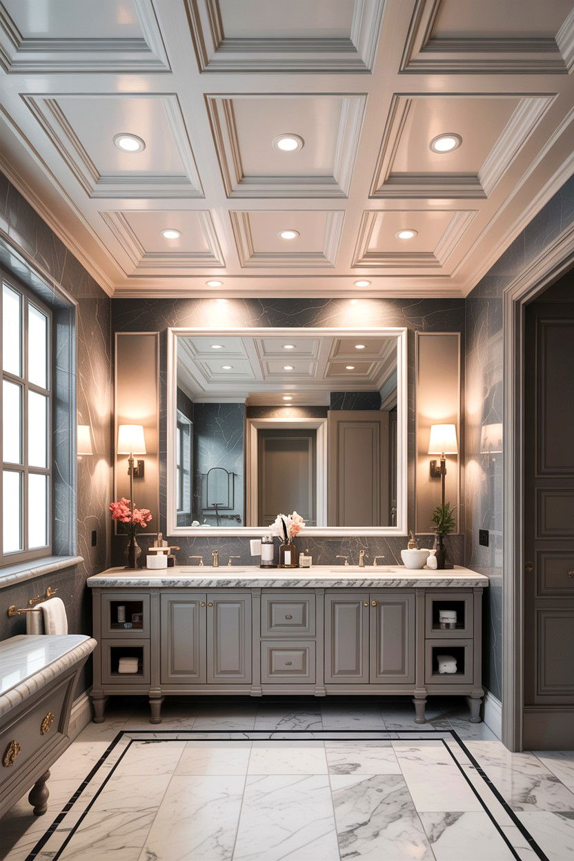 Coffered Bathroom Ceiling - 30 bathroom ceiling statement ideas