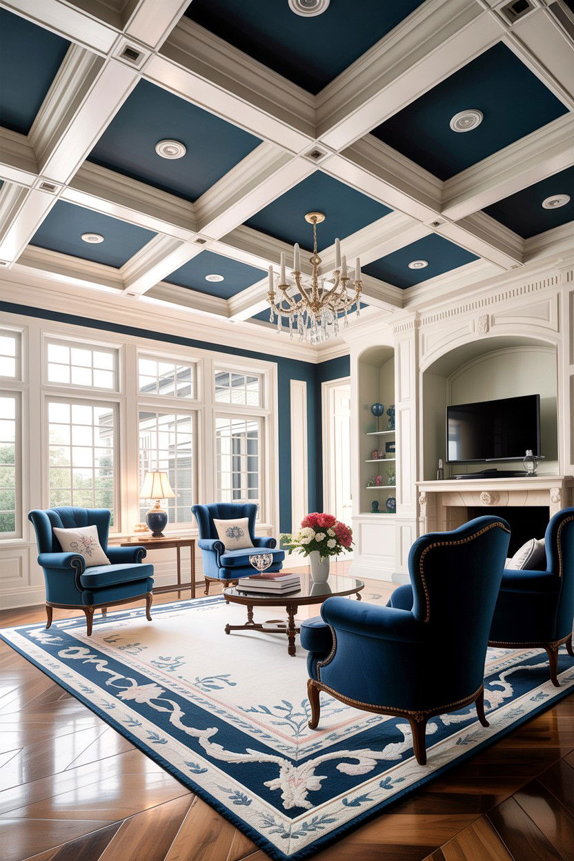 Coffered Ceiling - 30 living room custom woodwork ideas