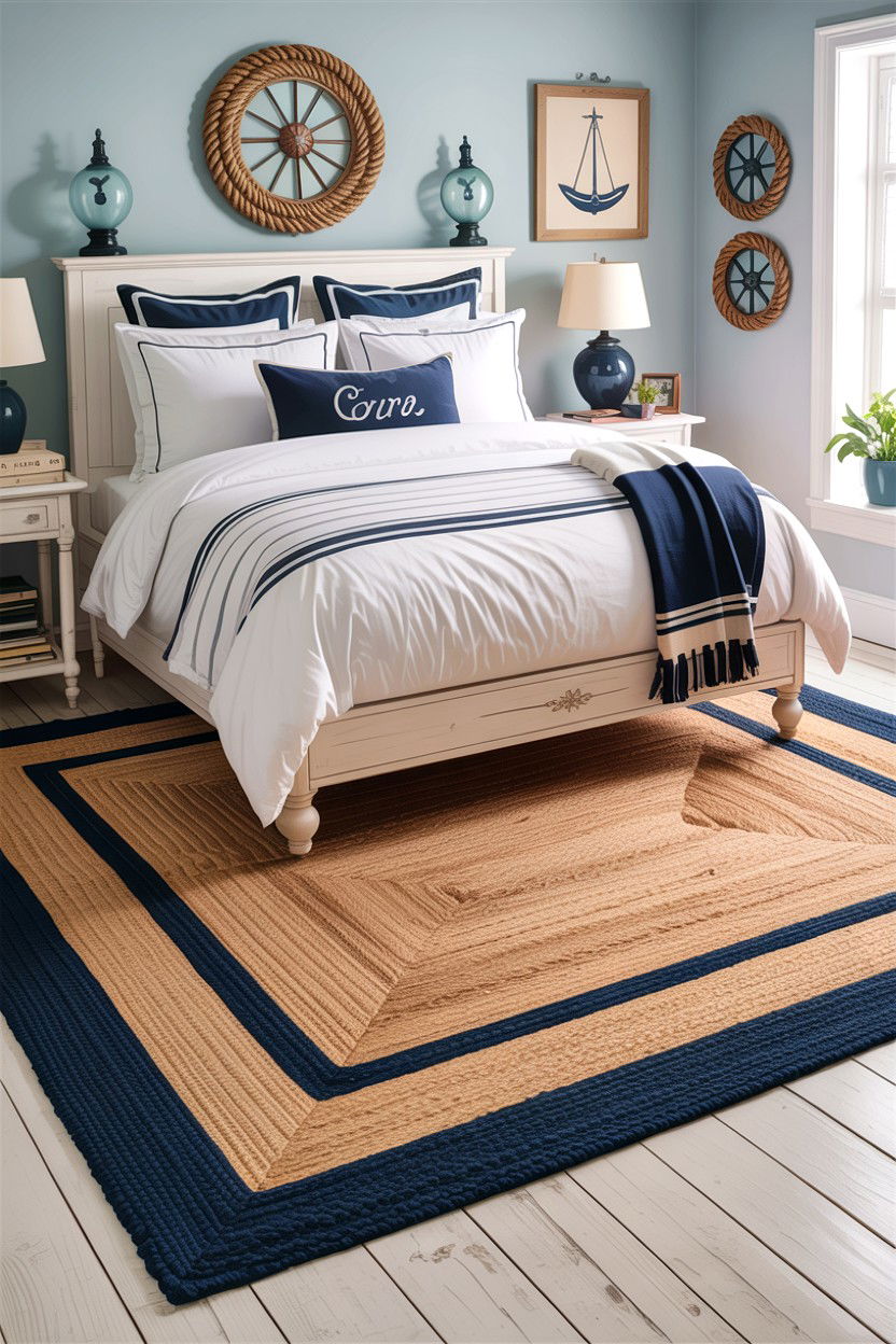 Colored Border Jute Rug - 30 bedroom jute rugs