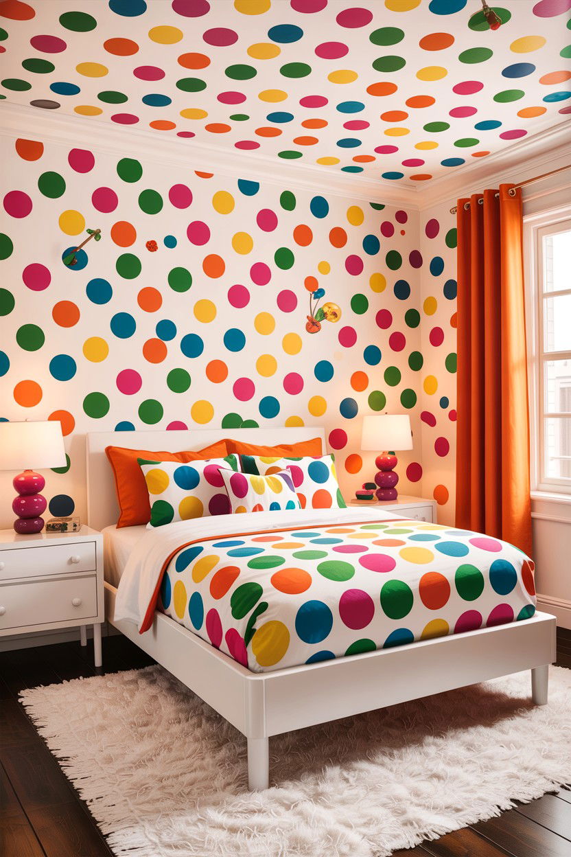 Colorful Confetti Polka Dot Wall - 30 bedroom polka dot walls