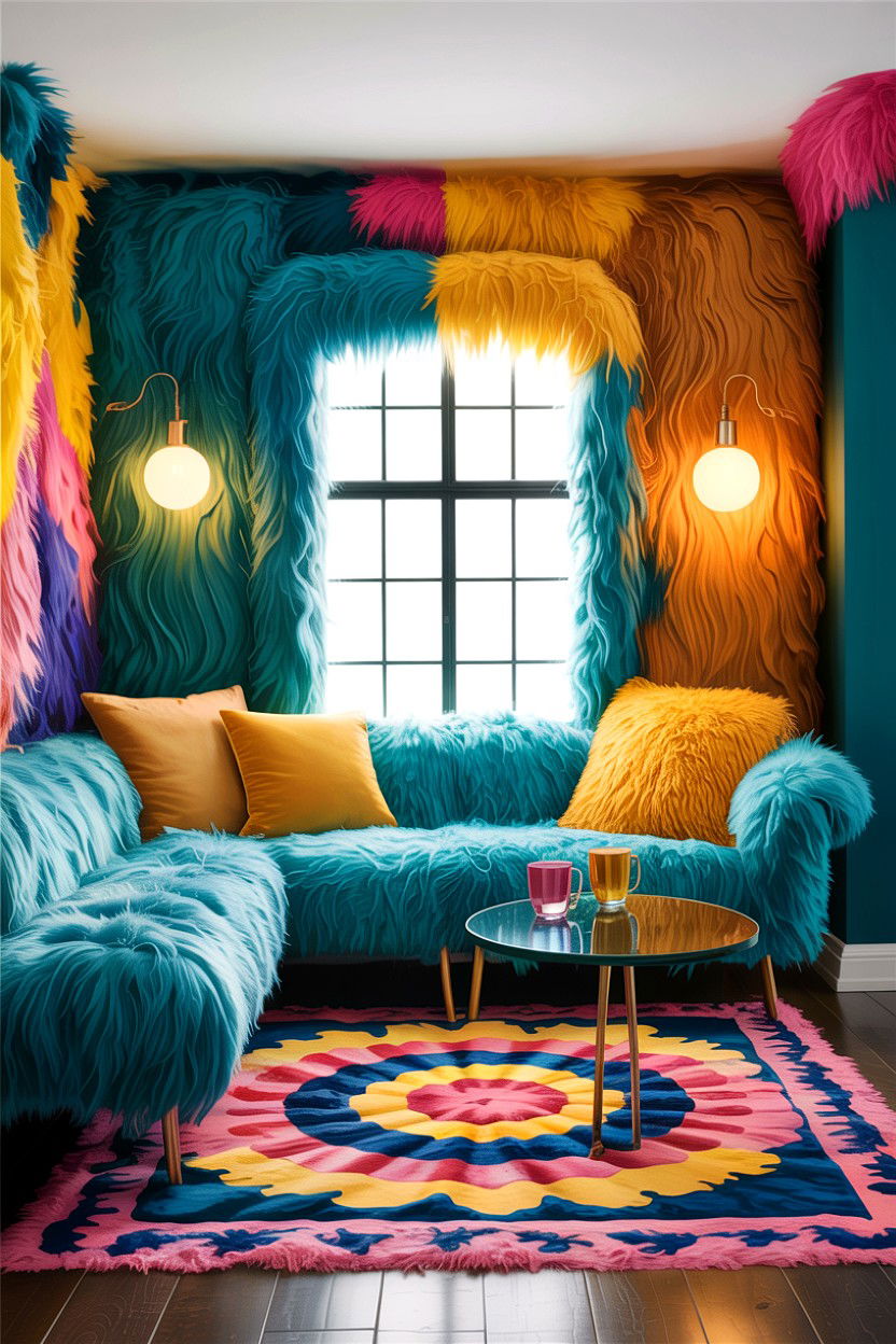 Colorful Faux Fur Living Room - 30 faux fur living room ideas