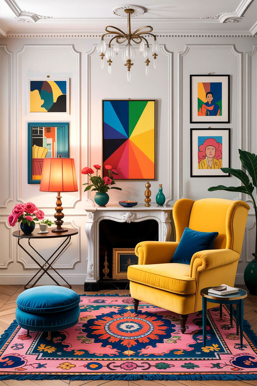 Colorful Parisian living room - 30 living room Parisian furniture ideas