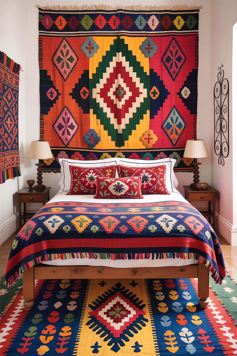 Colorful Spanish Textile Bedroom - 30 Spanish bedroom ideas