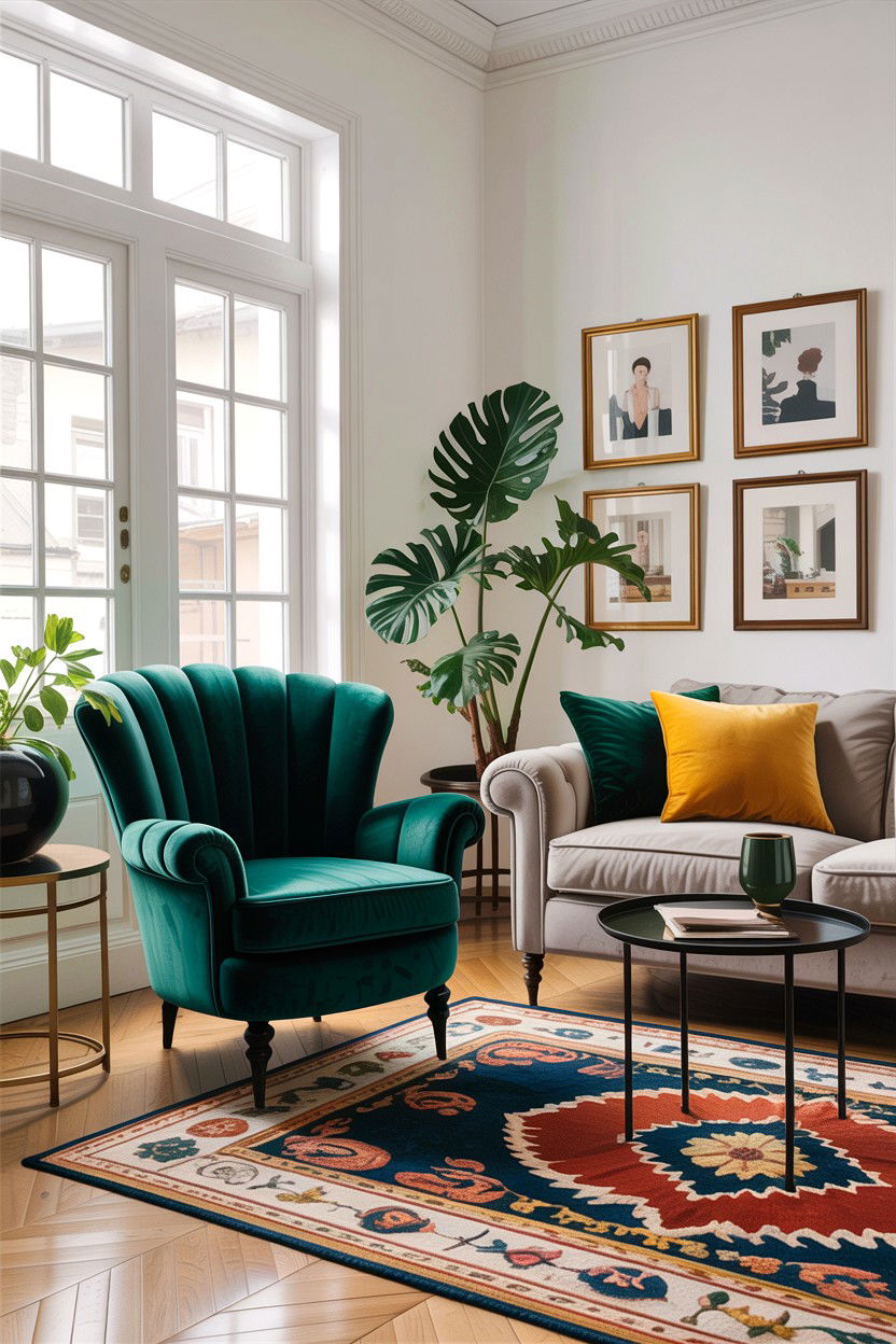Colorful accent chair - 30 before and after living room ideas