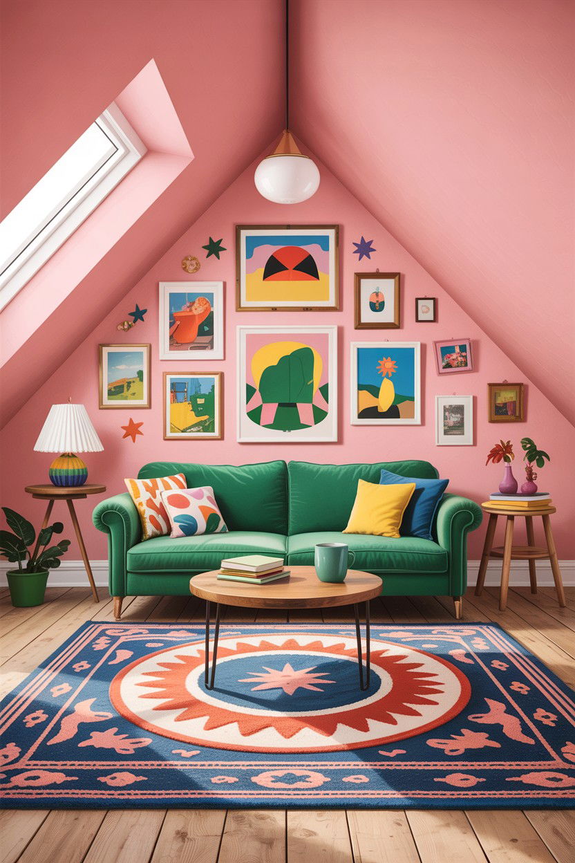Colorful attic lounge - 30 attic living room ideas