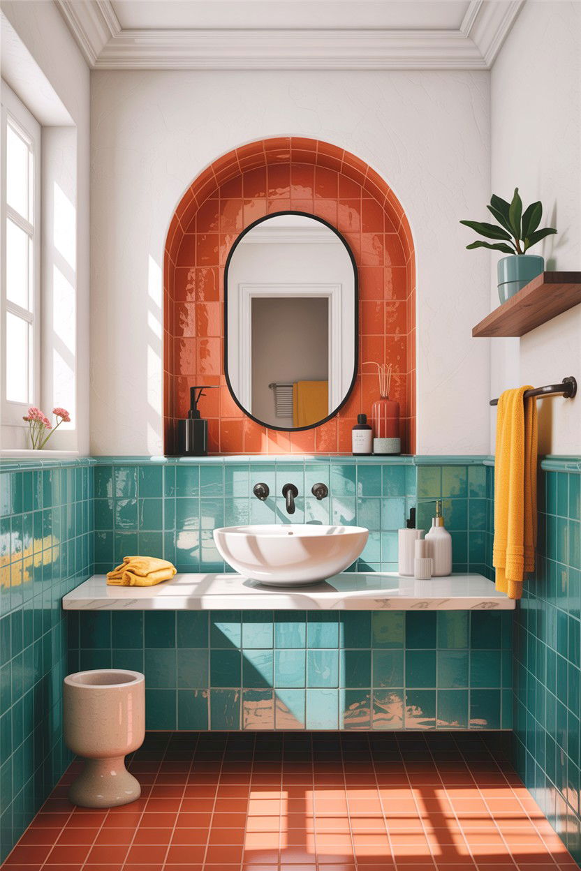 Colorful bathroom alcove - 30 bathroom alcove ideas