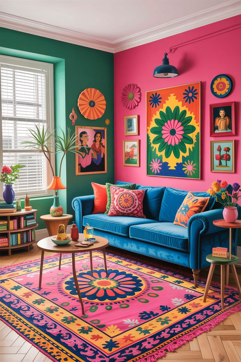Colorful bohemian living room - 30 bohemian living room ideas