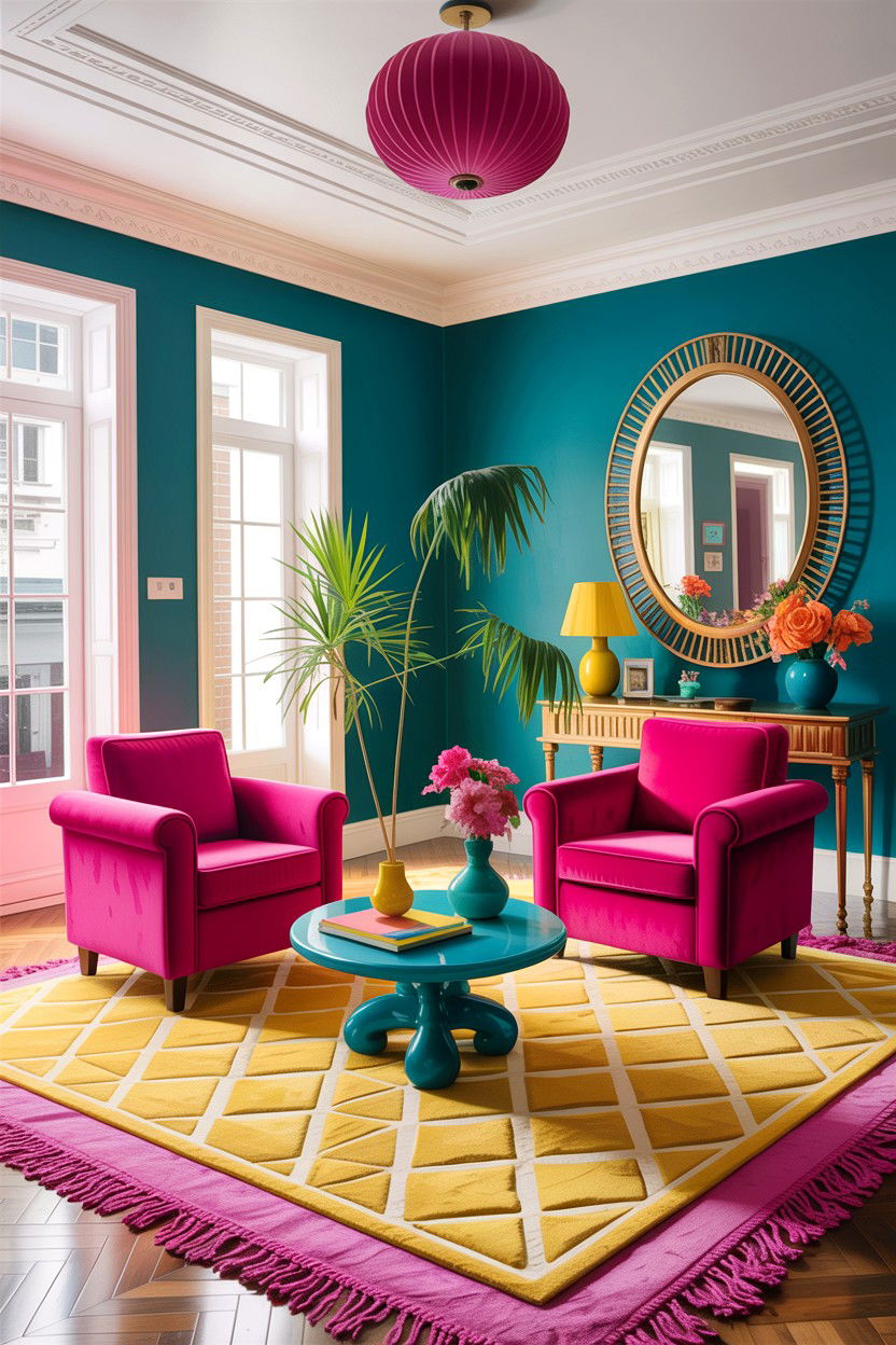 Colorful living room - 30 Hollywood regency living room ideas