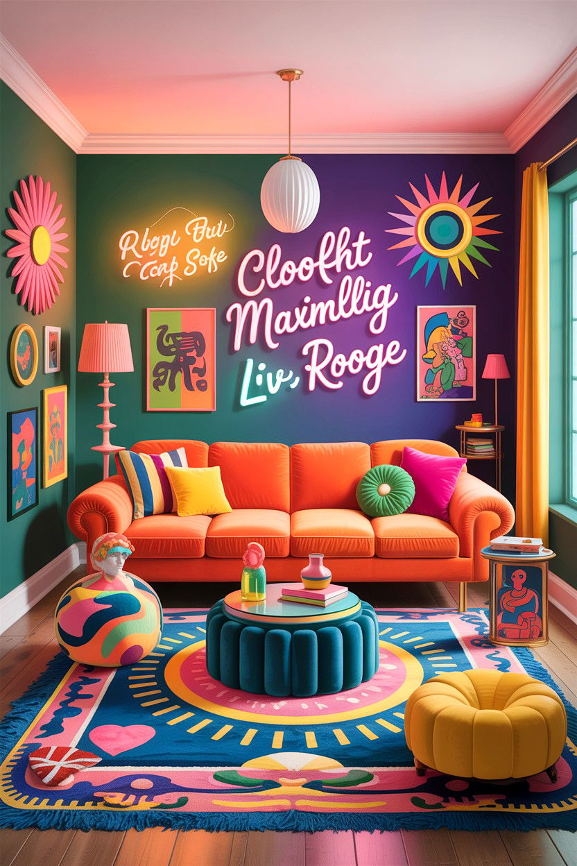 Colorful maximalist living room - 30 cluttercore living room ideas