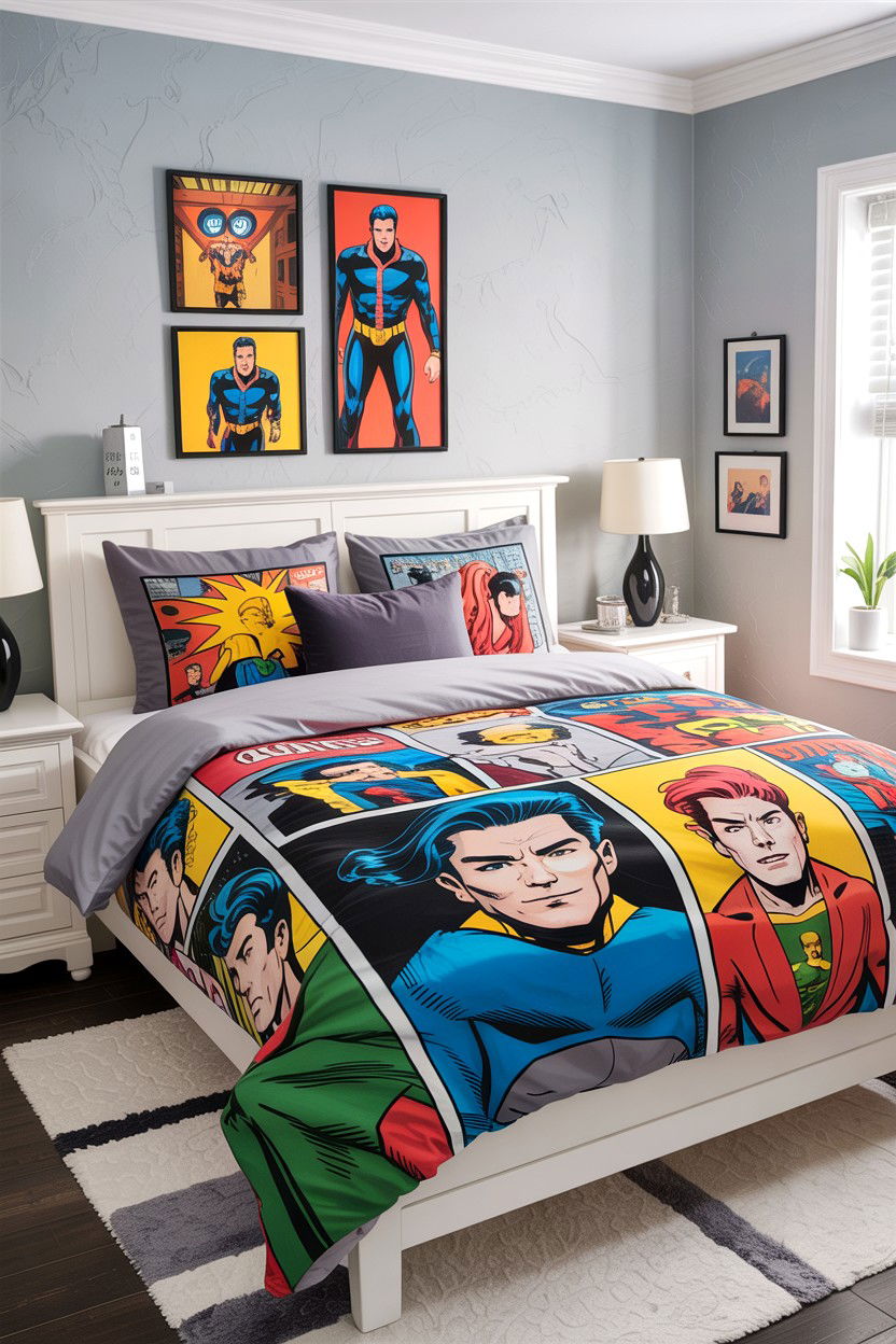 Comic book bedding - 30 comic book bedroom ideas