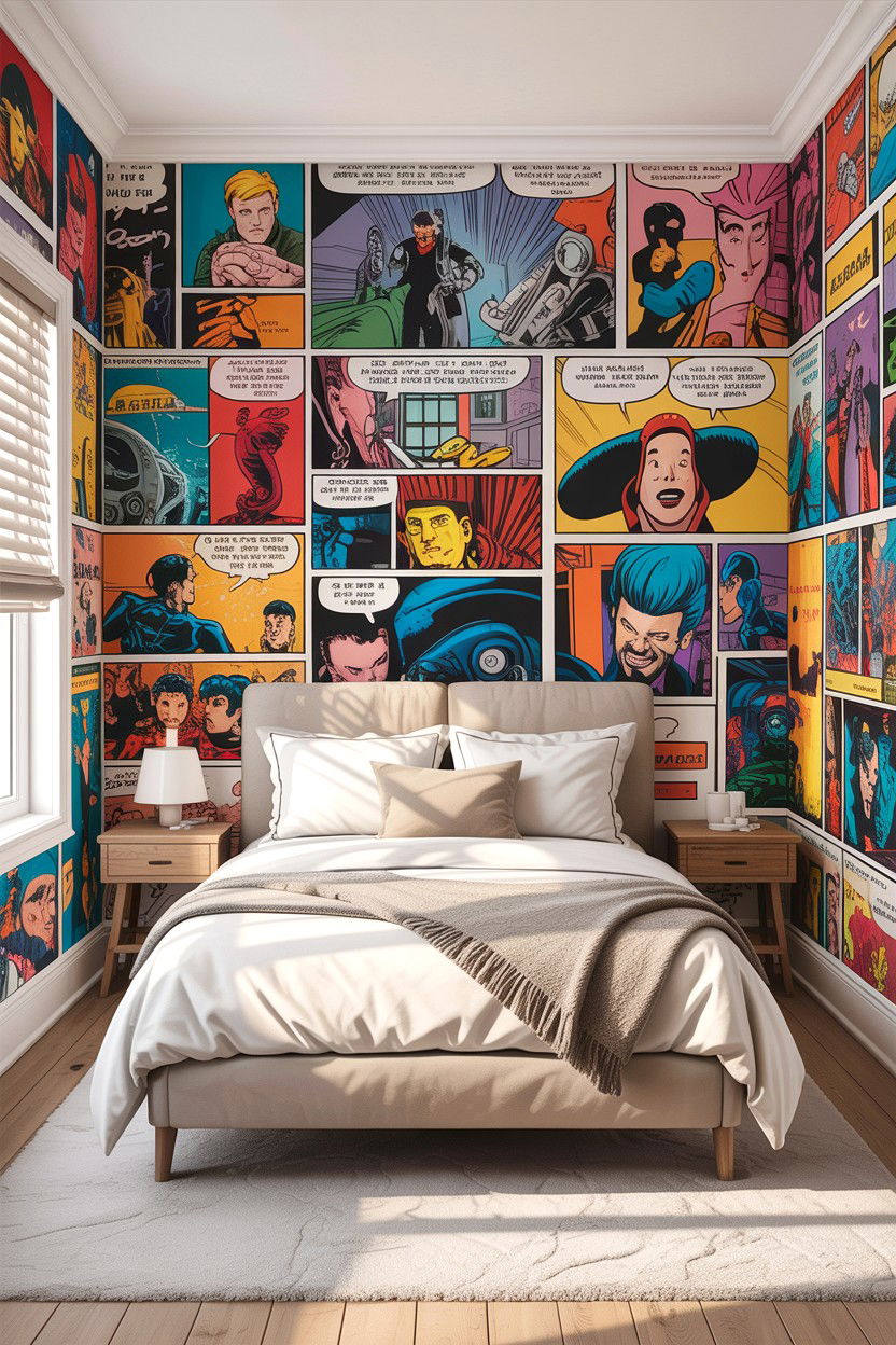 Comic book wallpaper - 30 comic book bedroom ideas