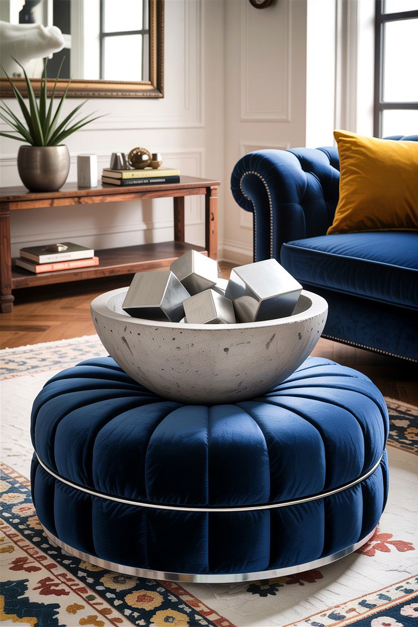 Concrete Bowl Ottoman Styling - 30 living room decorative bowls