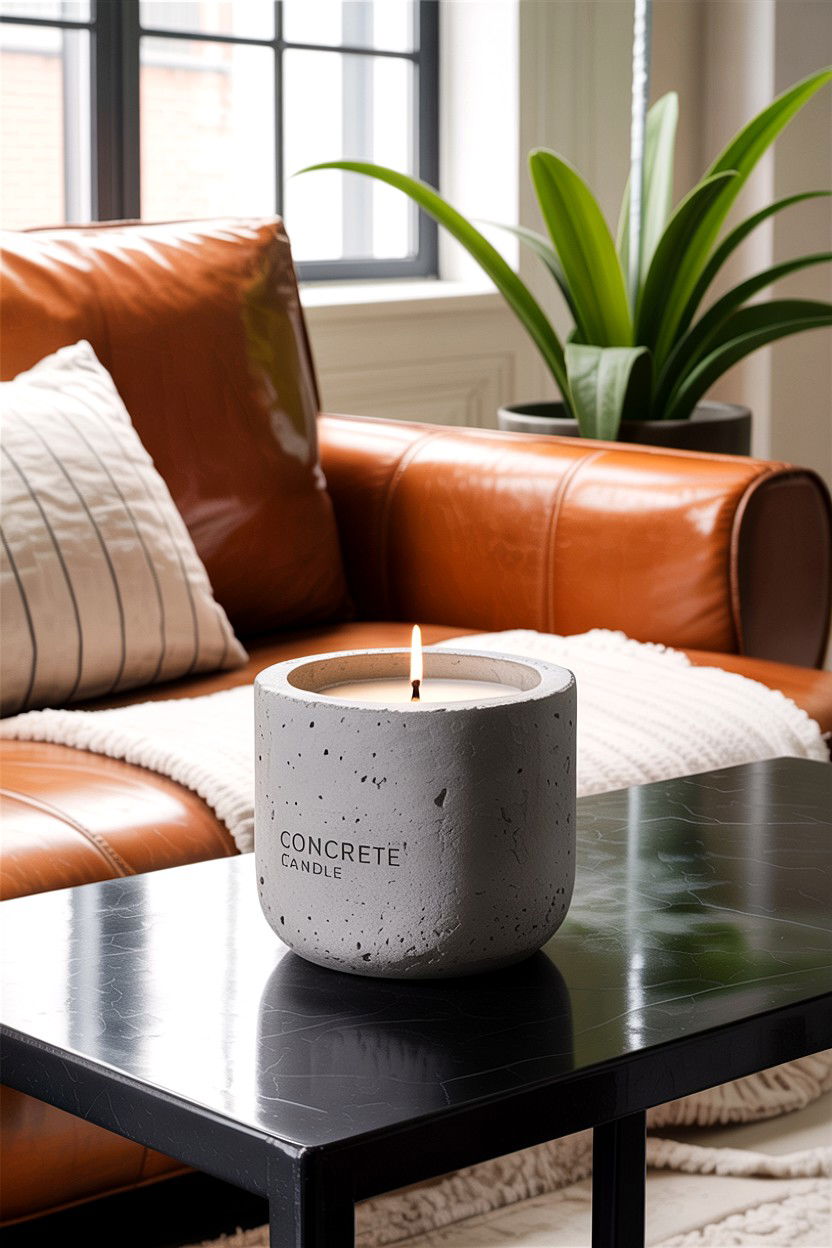 Concrete Candle Vessel - 30 bedroom candle ideas