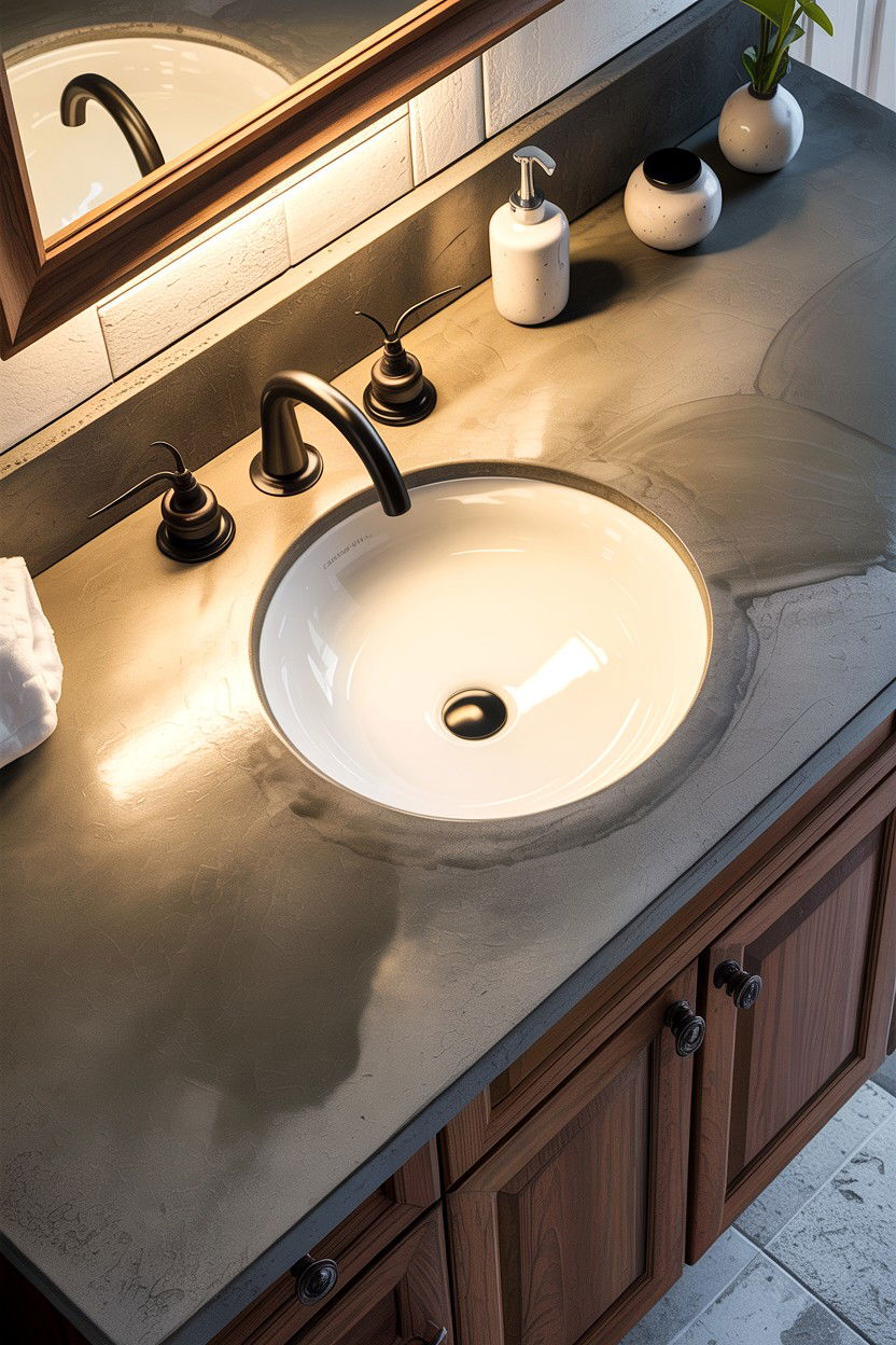 Concrete Countertop Overlay - 30 DIY bathroom decor ideas