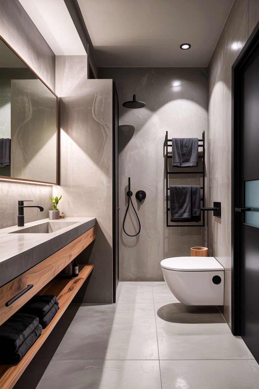 Concrete Effect Bathroom - 30 downstairs bathroom ideas