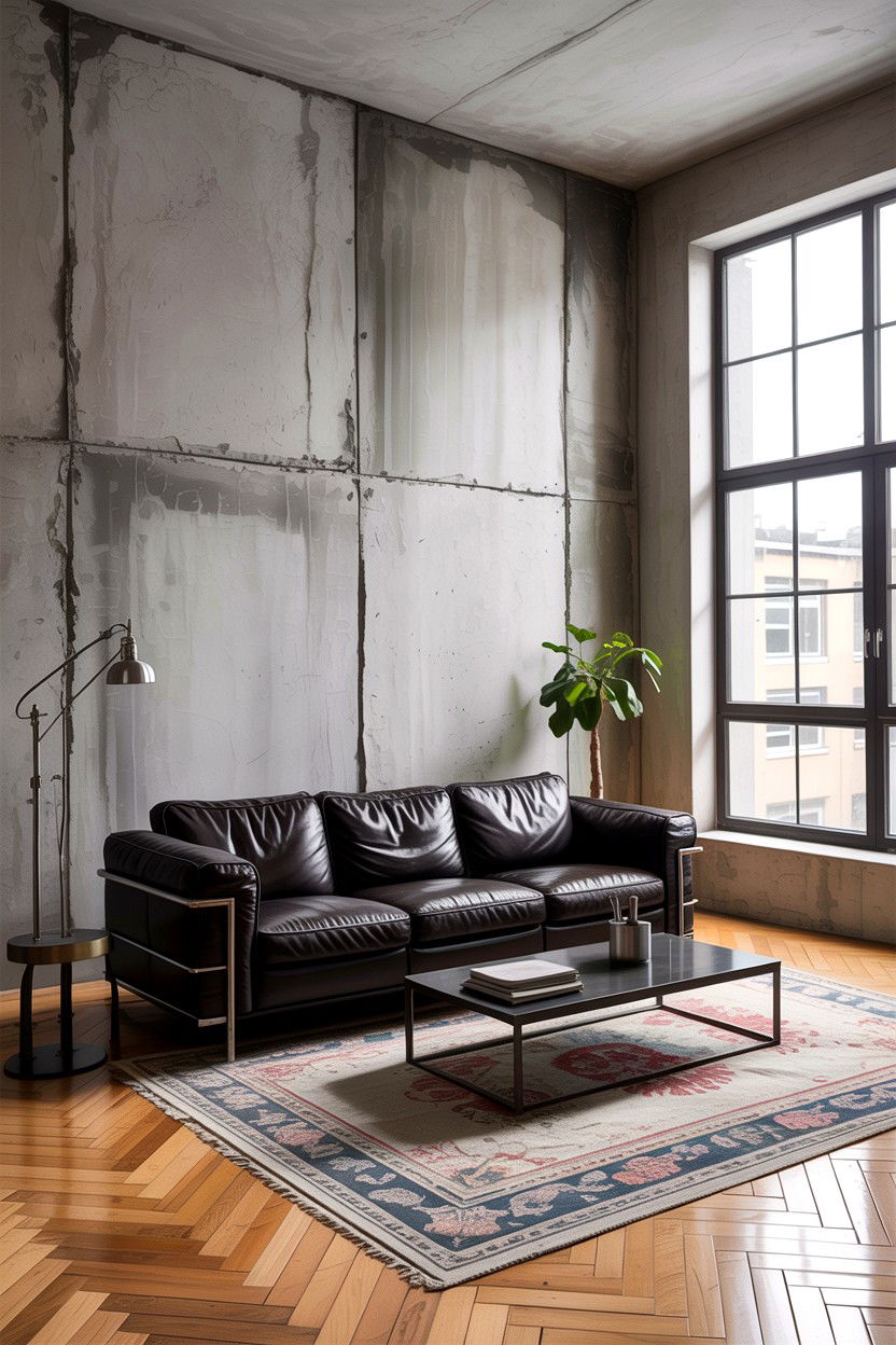 Concrete Effect Wall - 30 living room feature wall ideas