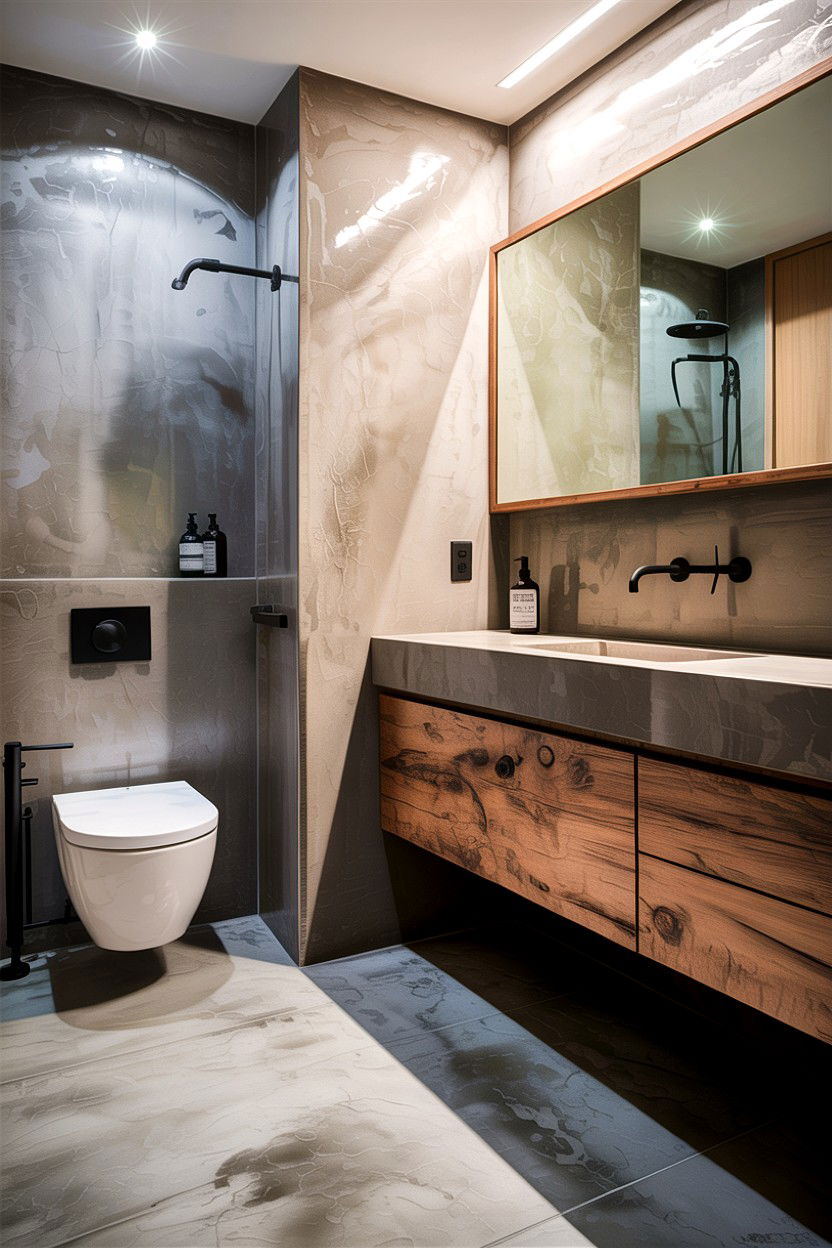 Concrete Finish Bathroom - 30 custom bathroom ideas
