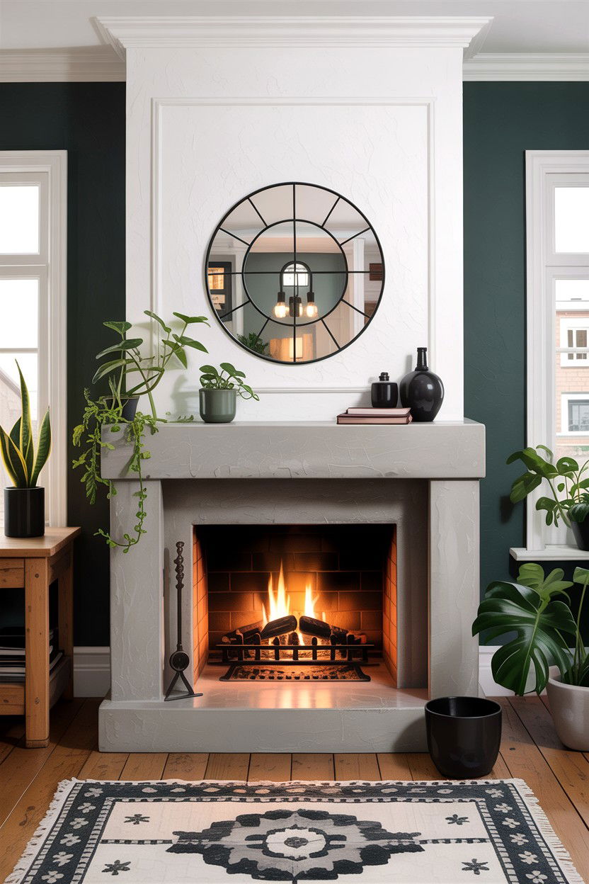 Concrete Fireplace Mantel - 30 living room fireplace mantel ideas