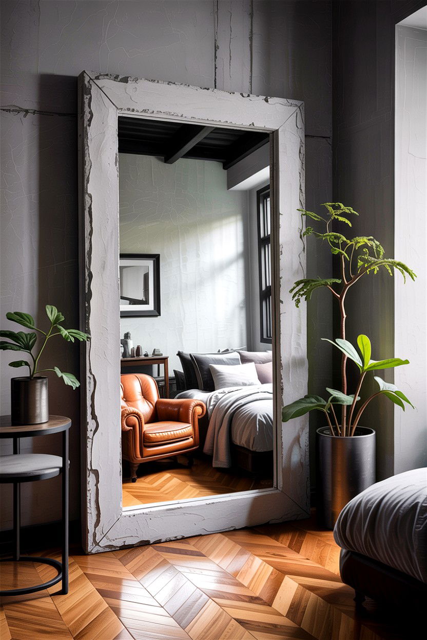 Concrete Frame Mirror - 30 bedroom full length mirrors