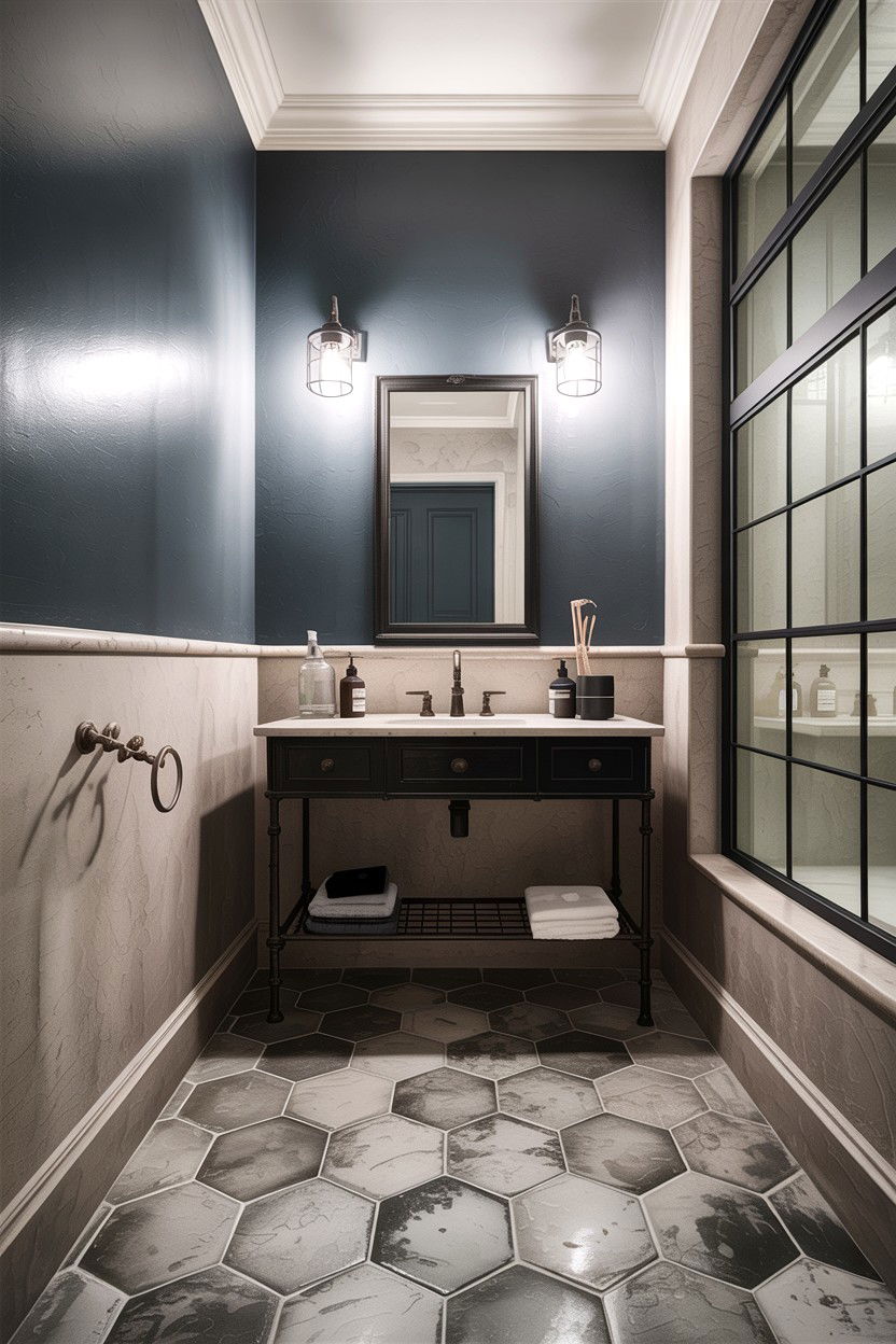 Concrete Hexagon Tile Bathroom Floor - 30 hexagon tile bathroom ideas