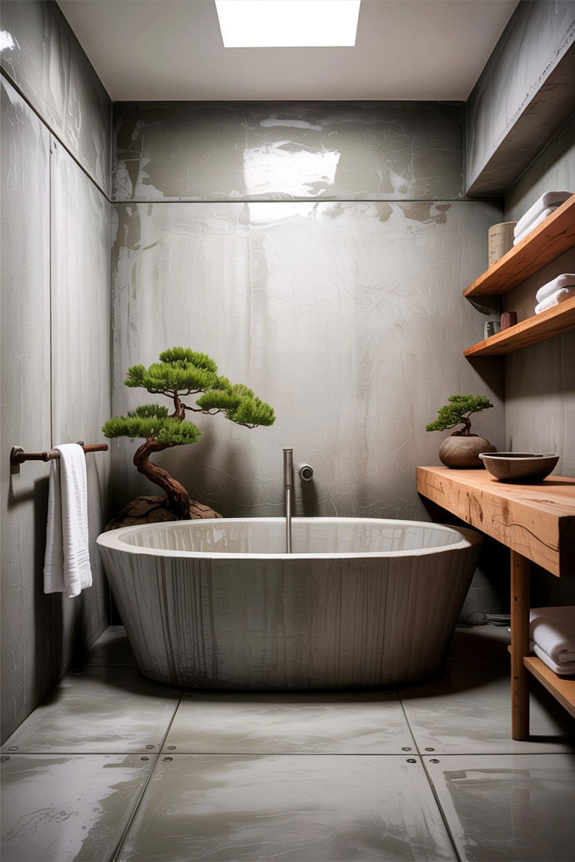 Concrete Japanese bathroom - 30 Japanese bathroom ideas
