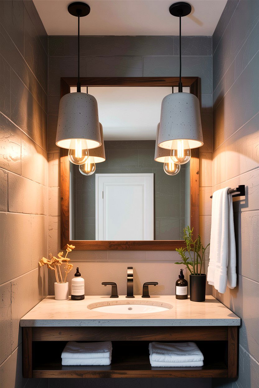 Concrete Pendant Light Bathroom - 30 concrete bathroom ideas