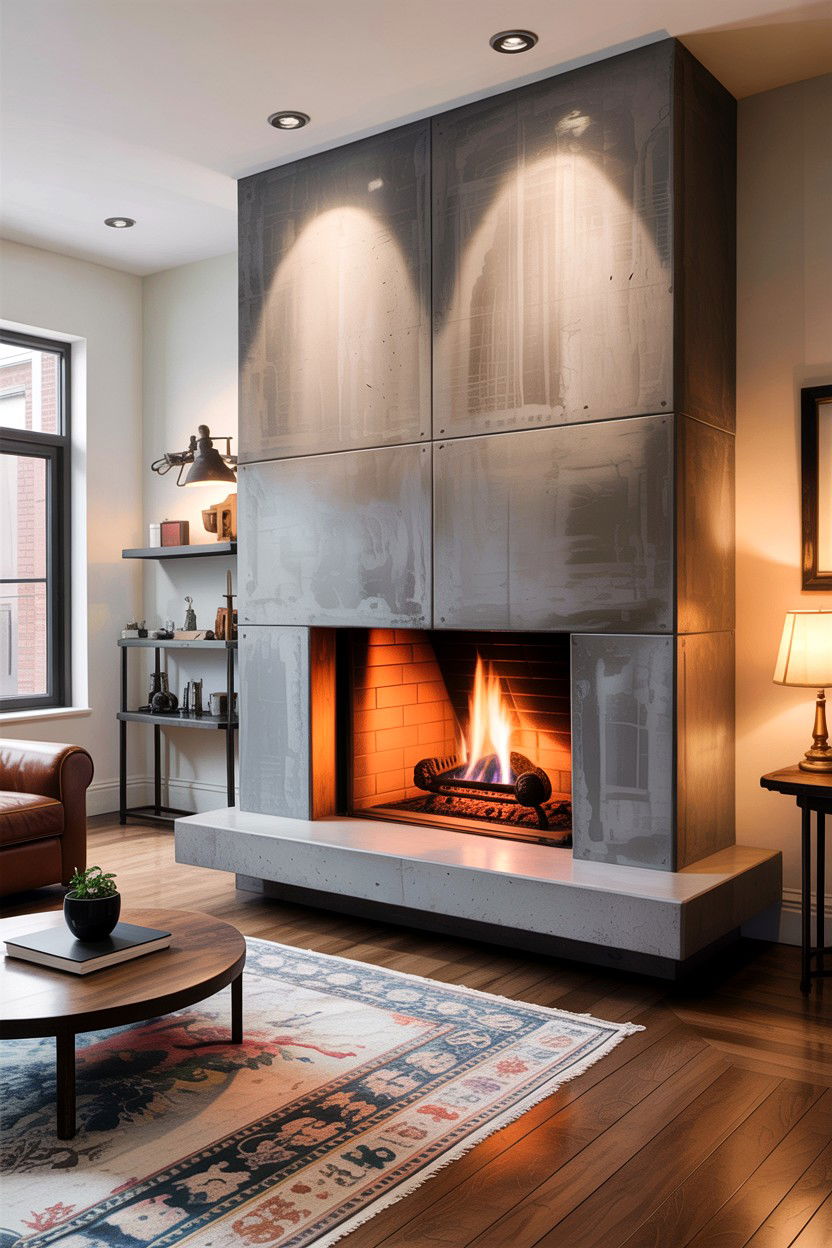 Concrete Slab Fireplace - 30 living room fireplace surround ideas