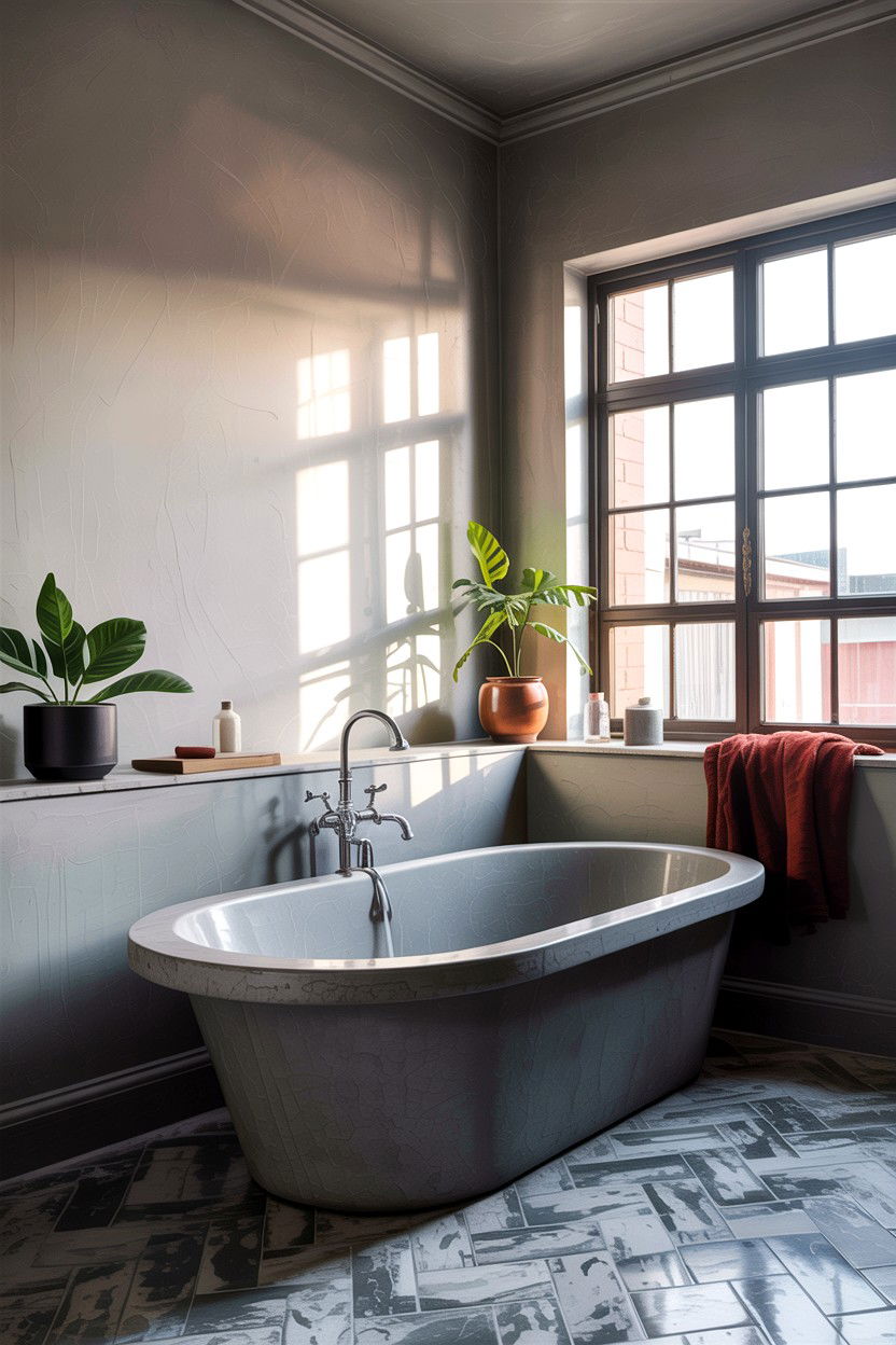 Concrete Soaking Tub - 30 concrete bathroom ideas