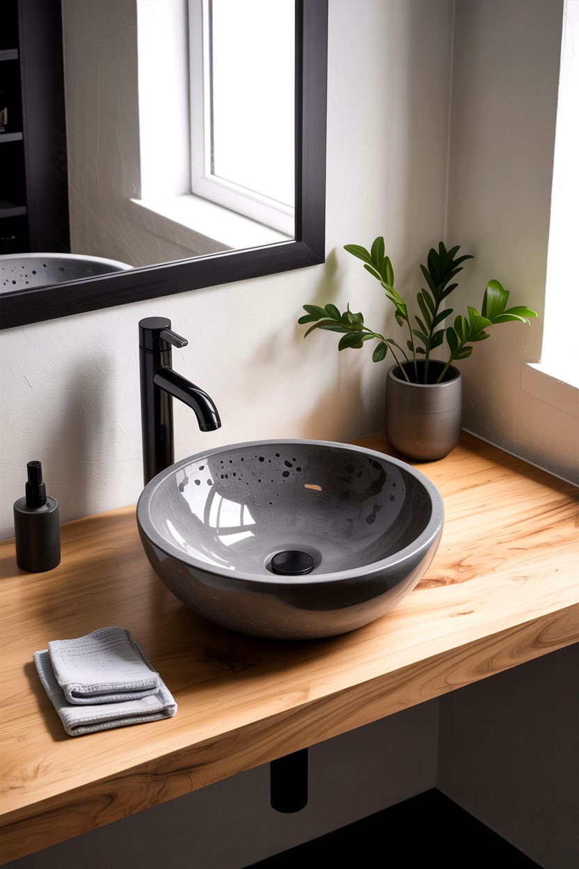 Concrete Vessel Sink - 30 concrete bathroom ideas