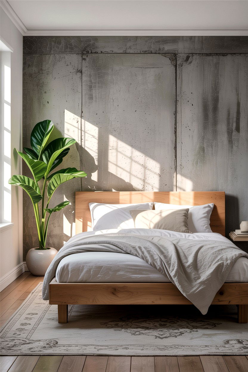 Concrete Wall Bedroom - 30 Scandinavian minimalist bedroom ideas