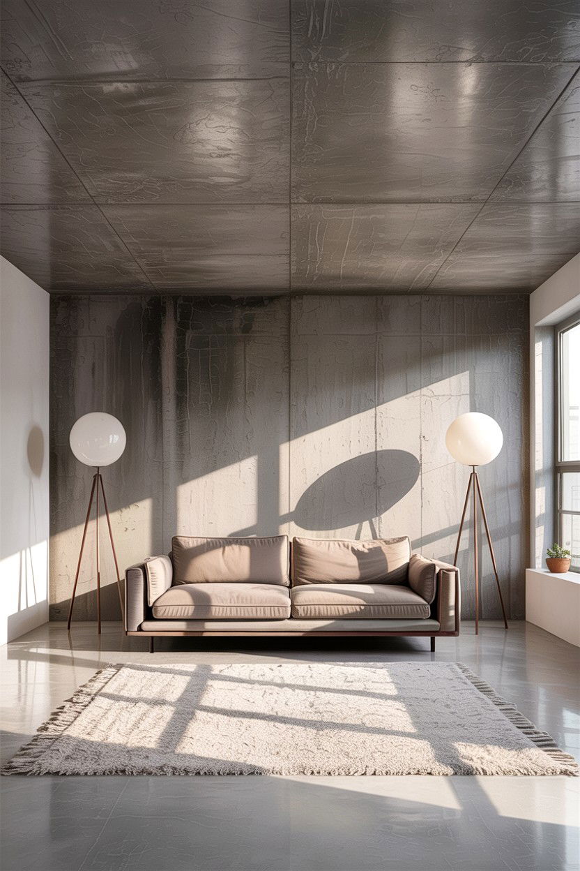 Concrete ceiling living room - 30 living room fifth wall ideas