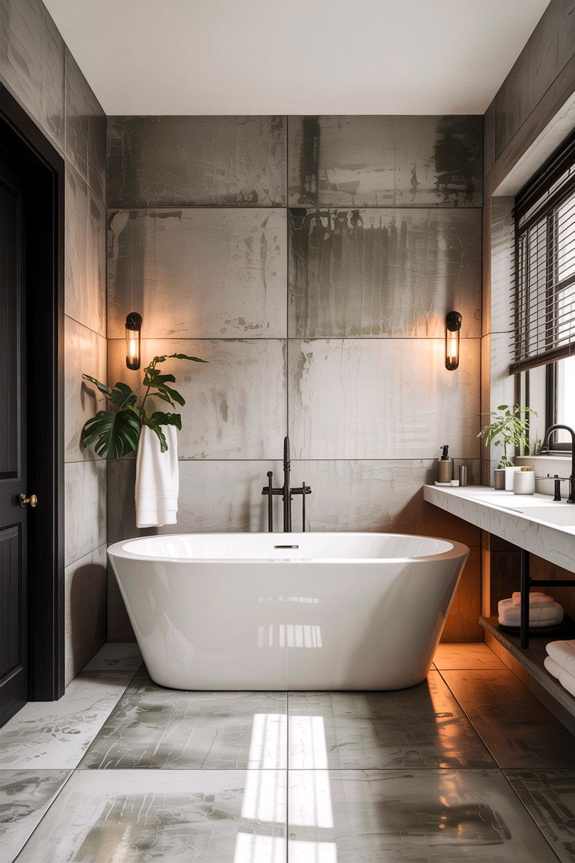 Concrete look bathroom - 30 gray and white bathroom ideas