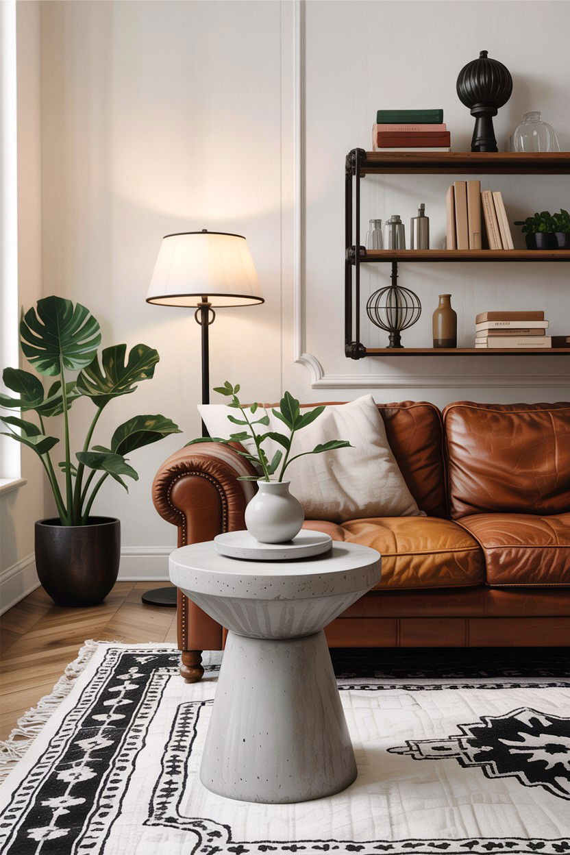 Concrete side table - 30 DIY living room ideas