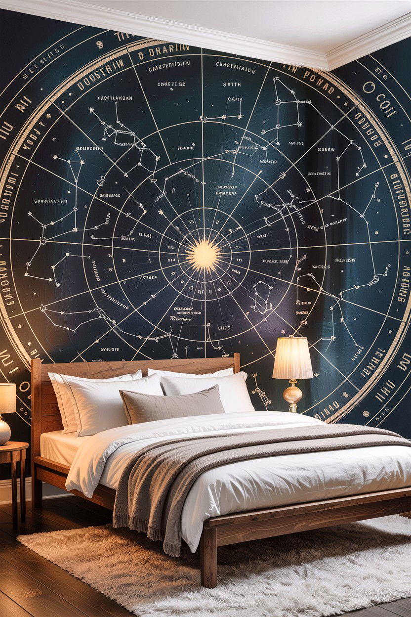 Constellation map wallpaper - 30 astronaut bedroom ideas