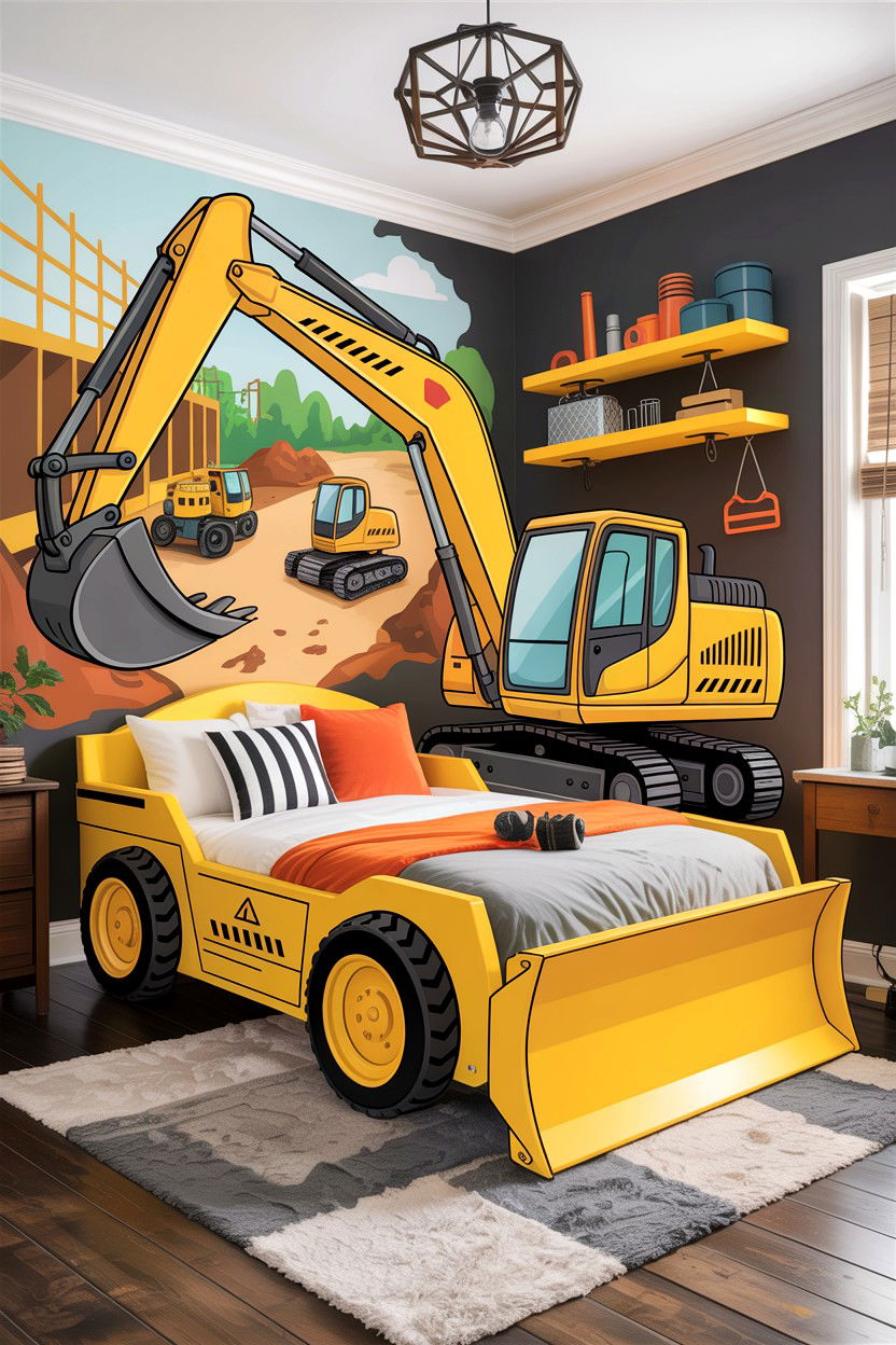 Construction vehicle bedroom - 30 car themed bedroom ideas