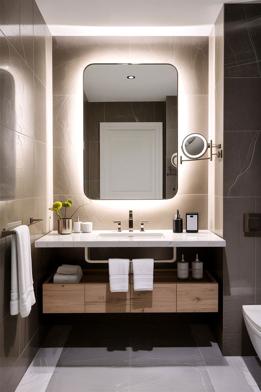Contemporary Bathroom Mirror - 30 anti-fog mirror bathroom ideas