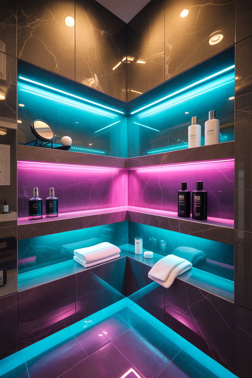 Contemporary Bathroom Niche Lighting - 30 lighted niche bathroom ideas