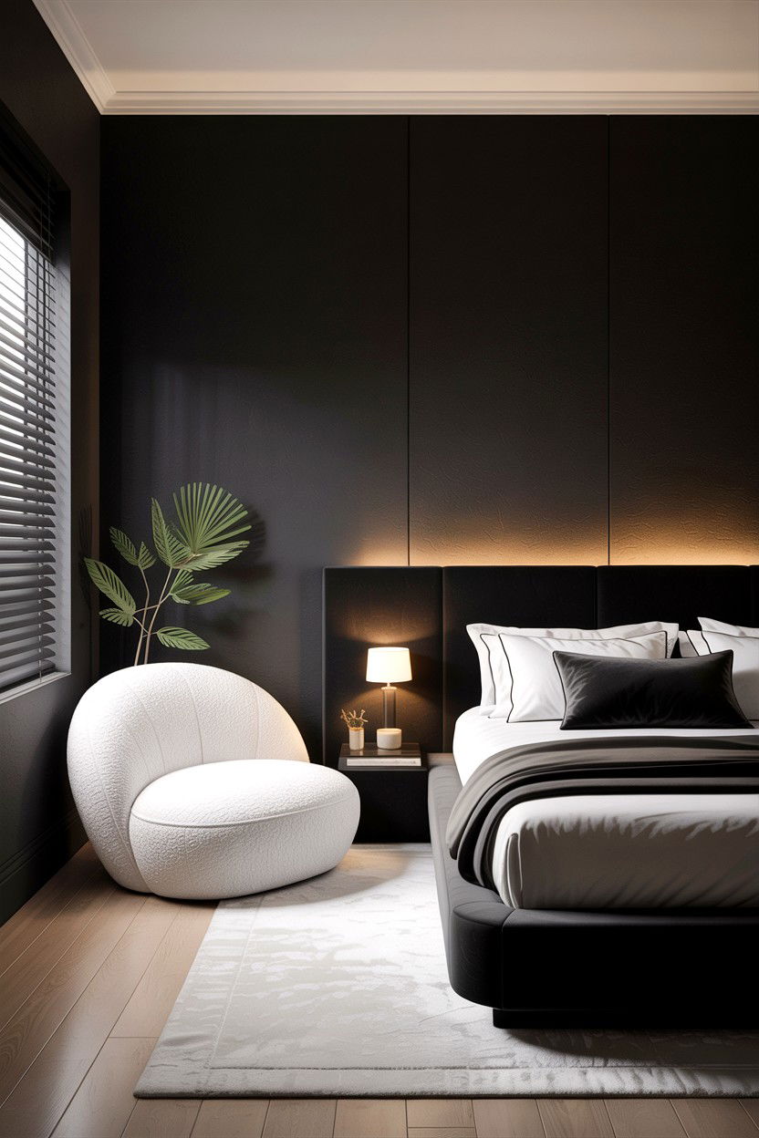 Contemporary Black Bedroom - 30 bedroom black walls