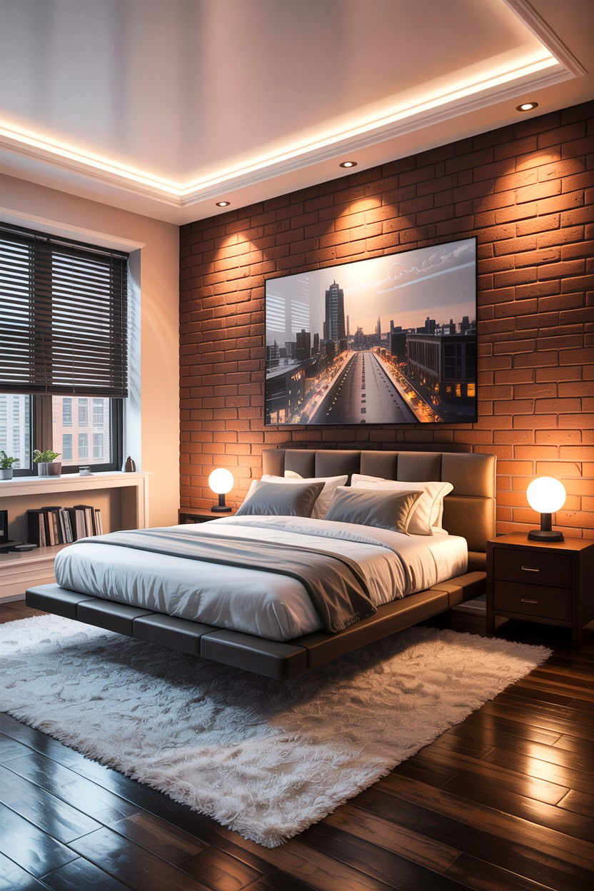 Contemporary Brick Bedroom - 30 exposed brick bedroom ideas