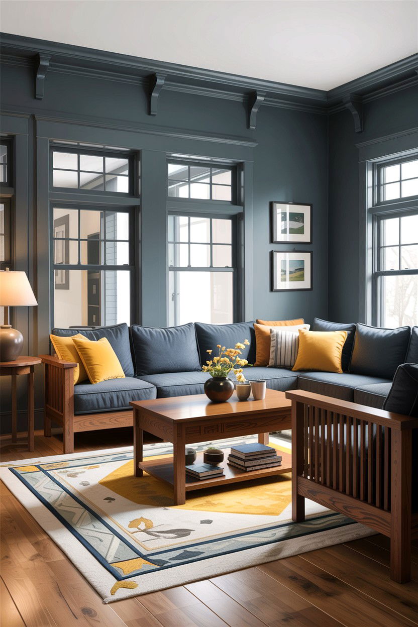 Contemporary Craftsman Living Room With Gray Palette - 30 living room Craftsman furniture ideas