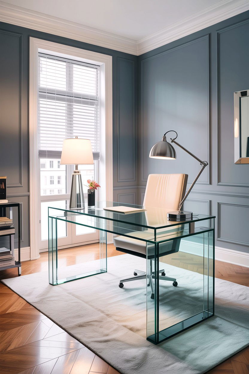 Contemporary Glass Desk - 30 bedroom home office ideas