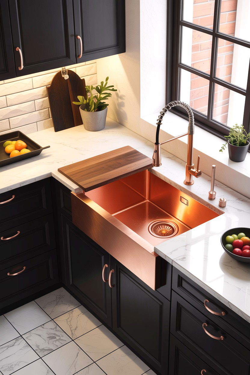 Contemporary Kitchen Copper Sink - 30 copper sink ideas