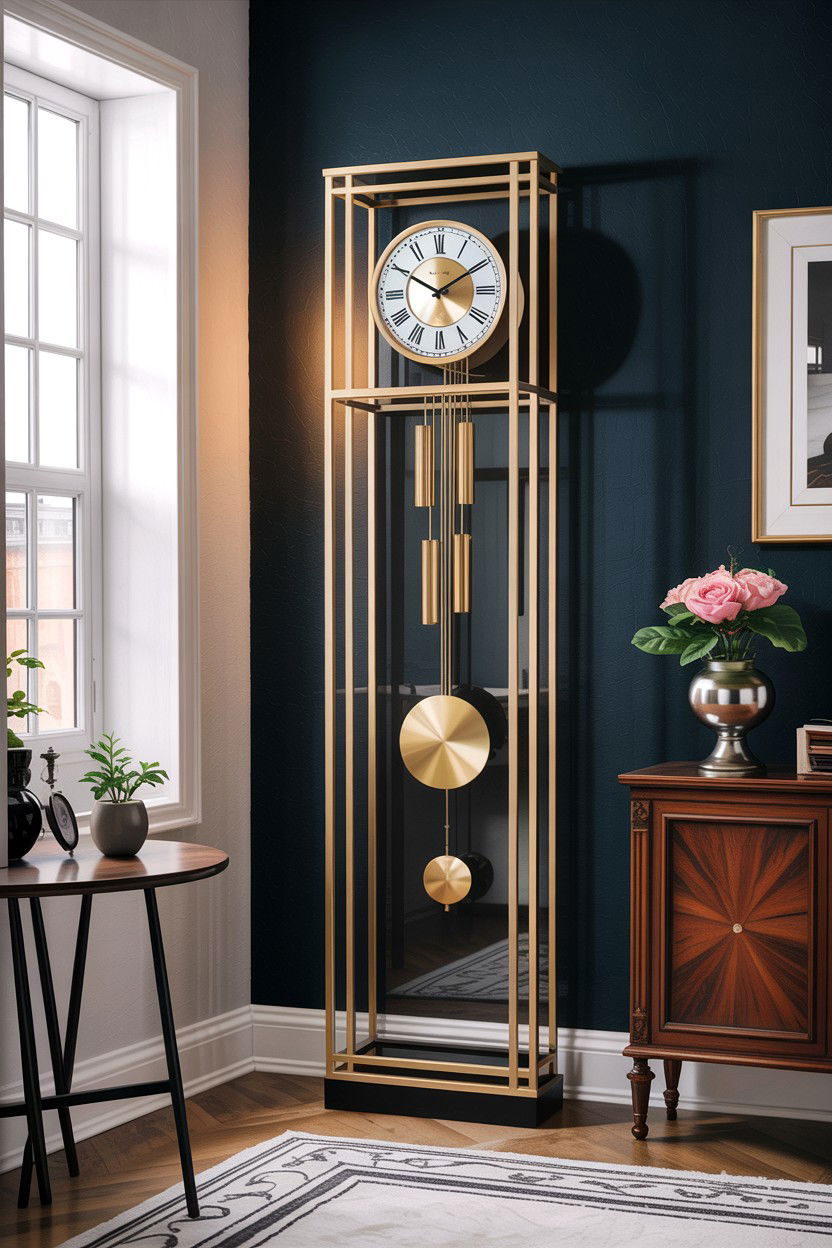 Contemporary Open Frame Grandfather Clock - 30 living room grandfather clocks