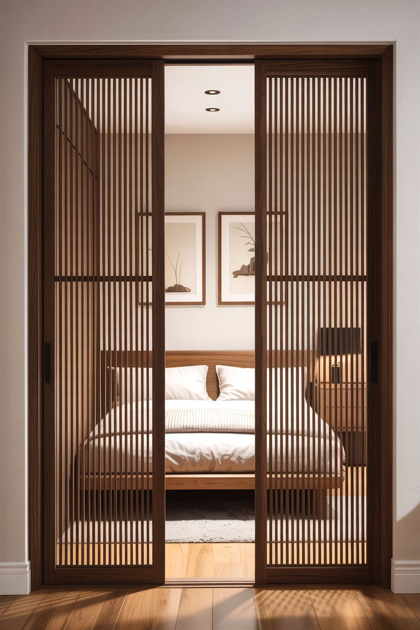 Contemporary Slat Sliding Door - 30 bedroom sliding doors