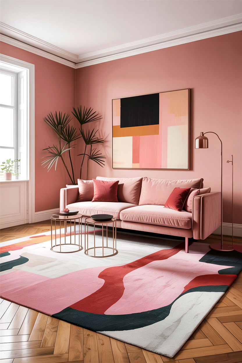 Contemporary blush pink living room - 30 blush pink living room ideas