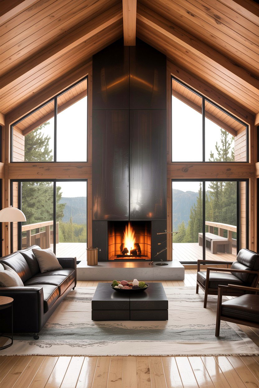 Contemporary cabin living room - 30 cabin living room ideas